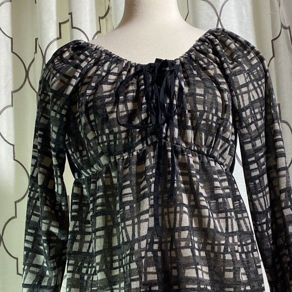 Blue Plate brown/gray, black, and tan/cream lined dress, size 1X